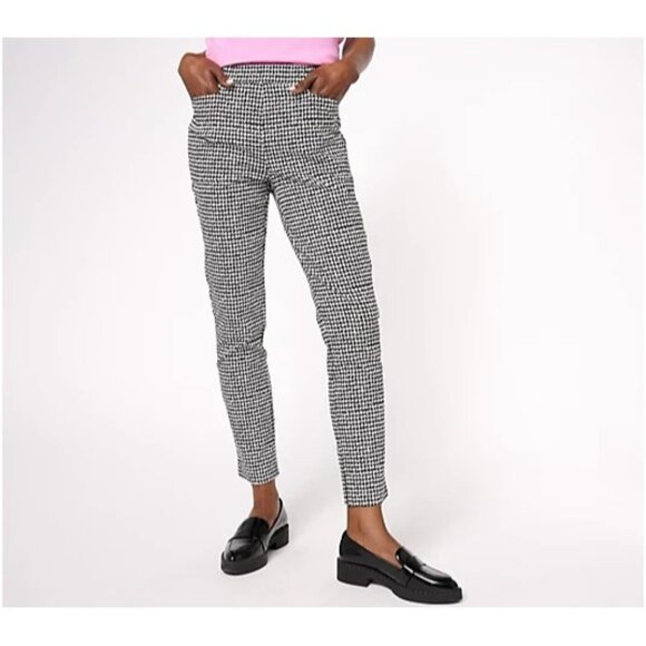 Susan Graver  Printed Textured Woven Ankle Pants Ivory/Black Reg 16 A610548 - Picture 1 of 4